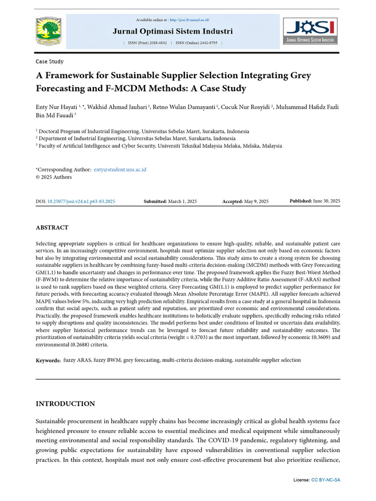 Sustainable Supplier Selection in Healthcare | PDF | Sustainability ...
