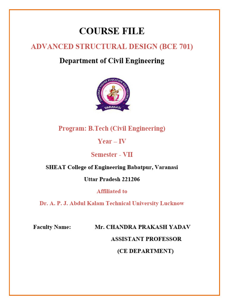Advanced Structural Design Course Overview | PDF | Structural Load ...