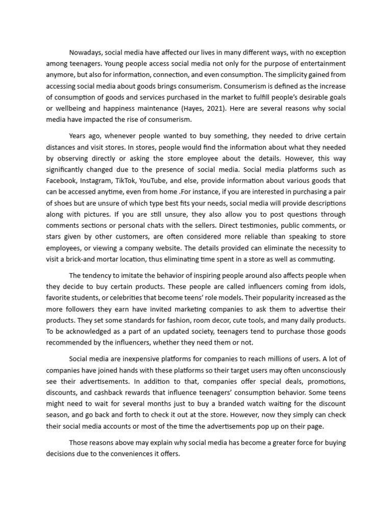 Social Media's Impact on Teen Consumerism | PDF | Social Media ...