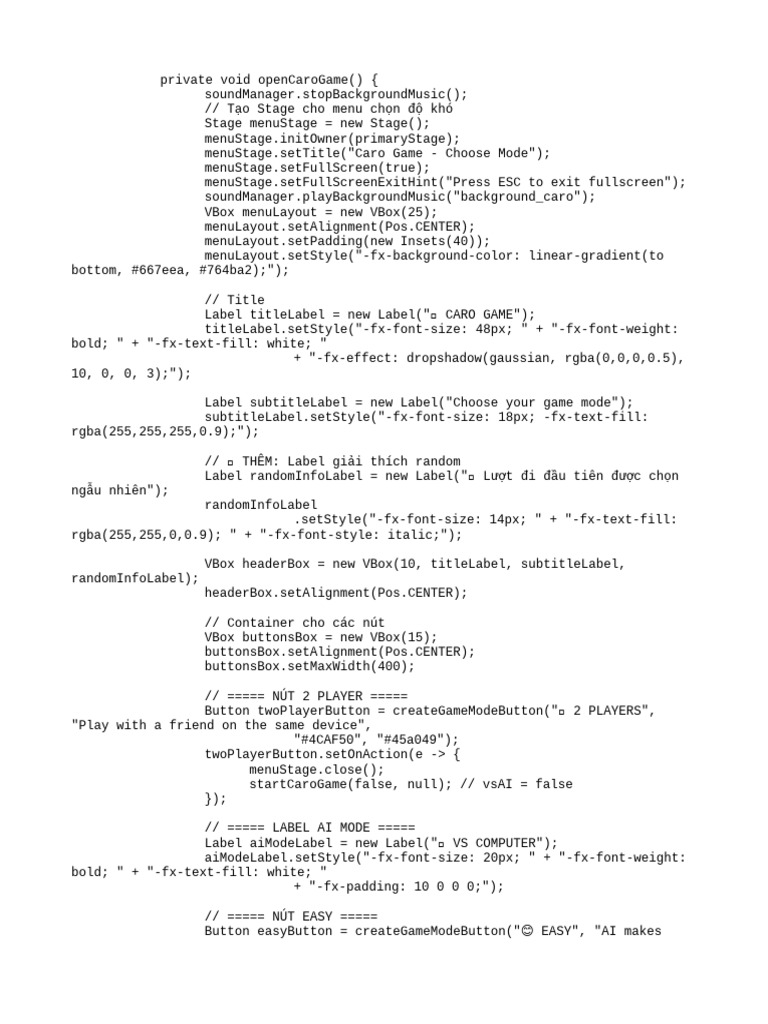 Caro Game Mode Selection Menu | PDF | Boolean Data Type | Computer Data
