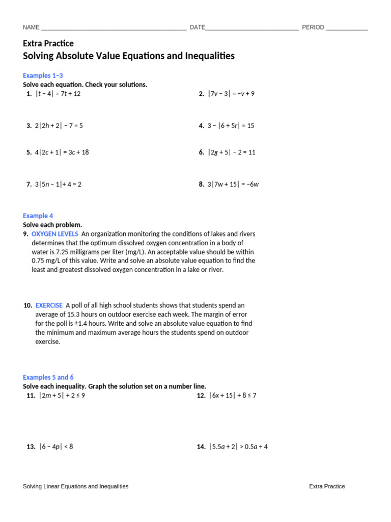 Solving Absolute Value Equations and Inequalities | PDF | Chess | Chess ...