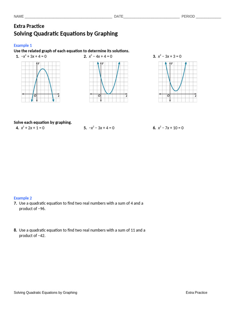Solving Quadratic Equations by Graphing | PDF | Quadratic Equation ...