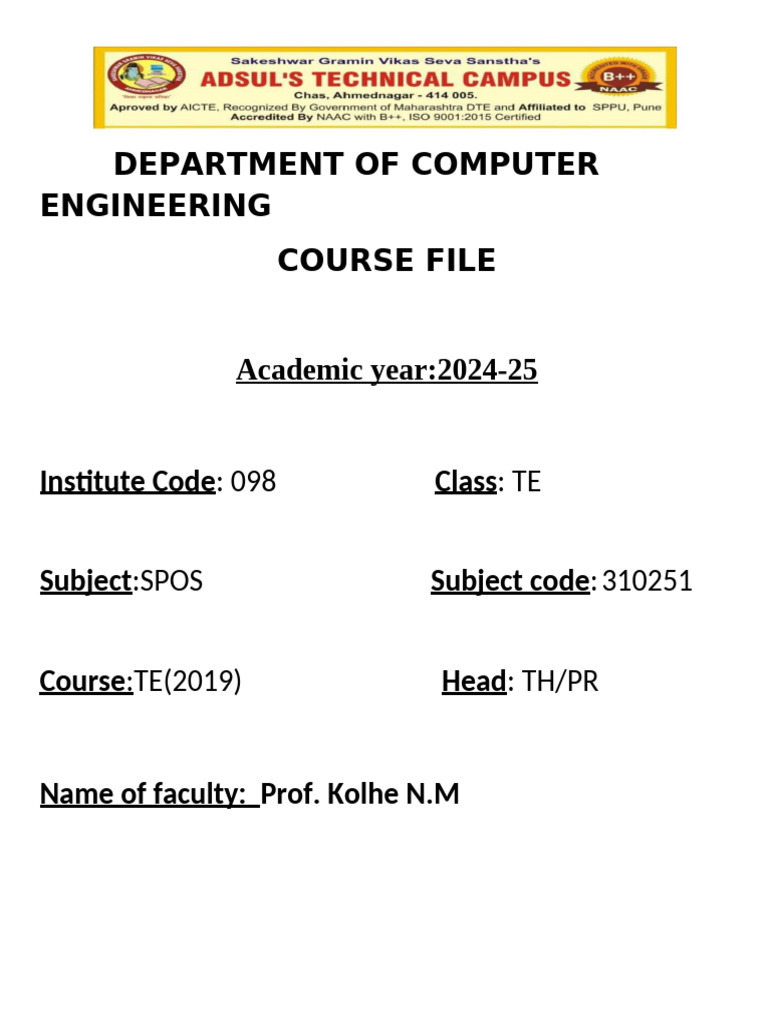SPOS Syllabus for TE Computer Engineering | PDF | Engineering ...