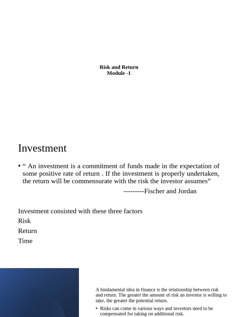 Module 1risk and Return | PDF | Investing | Yield (Finance)