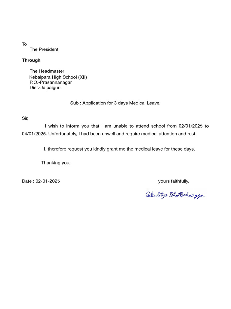 Medical Leave Application Request | PDF