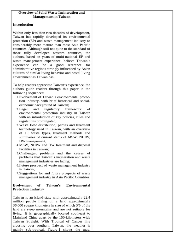 Taiwan's Solid Waste Incineration Overview | PDF | Municipal Solid ...