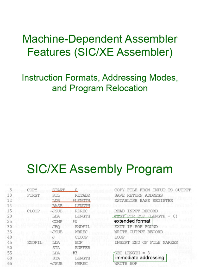 SIC/XE Assembler Addressing Modes Guide | PDF | Assembly Language ...