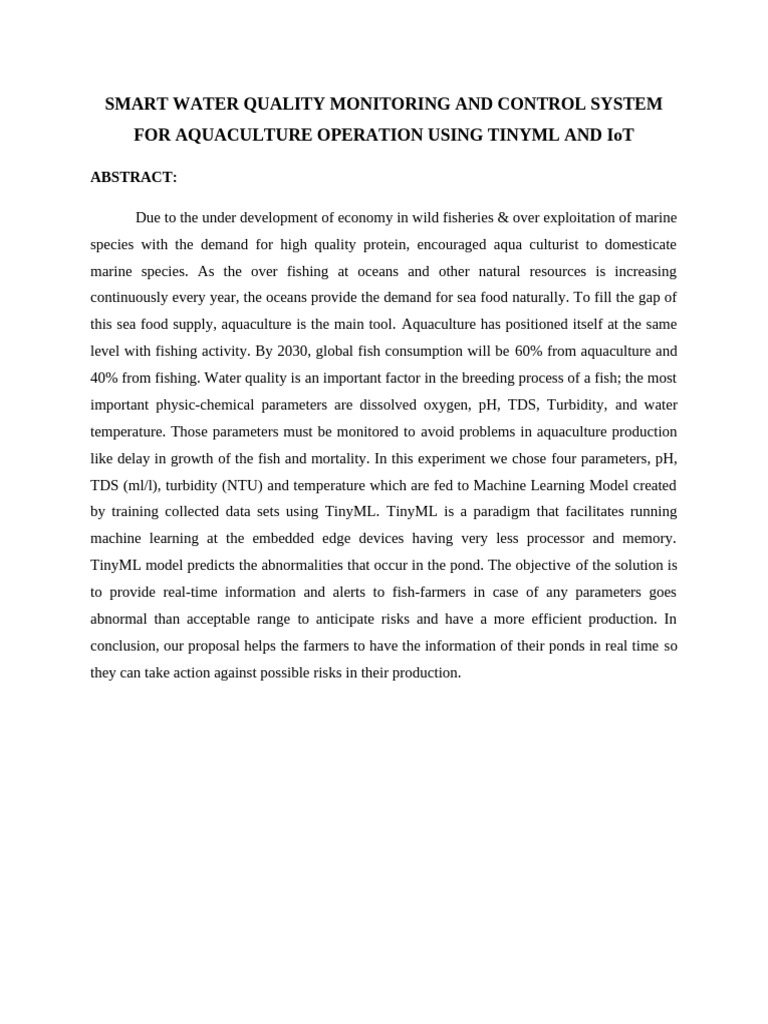 Smart Aquaculture Water Monitoring System | PDF | Aquaculture ...