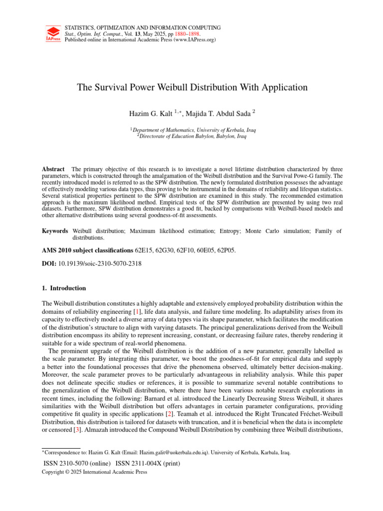 Survival Power Weibull Distribution Analysis | PDF | Applied ...