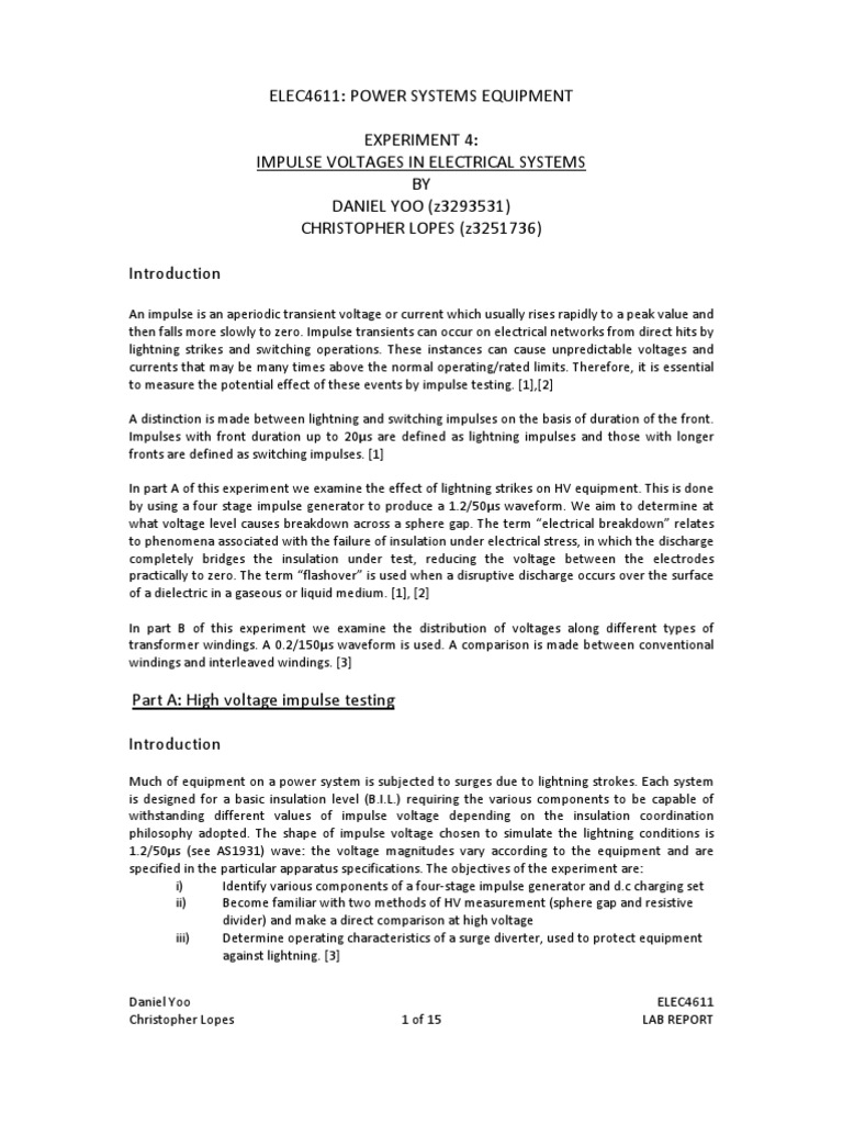 Lab Report Electrical Breakdown Capacitor