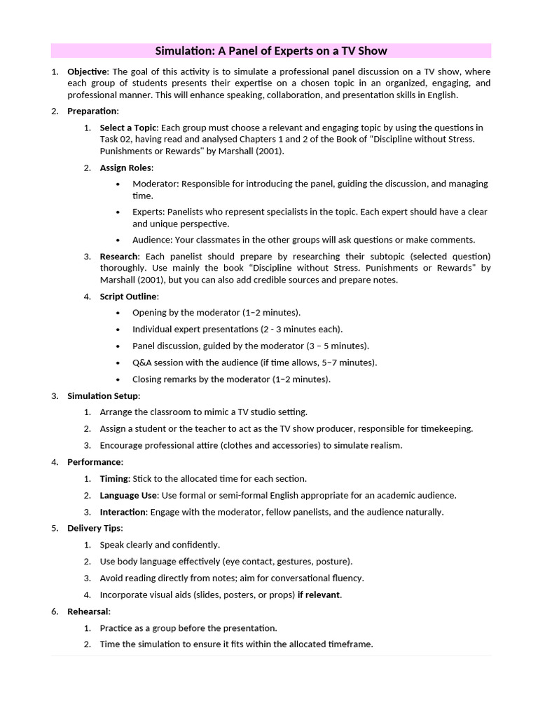 TV Show Panel Simulation Guide | PDF | Body Language | Human Communication