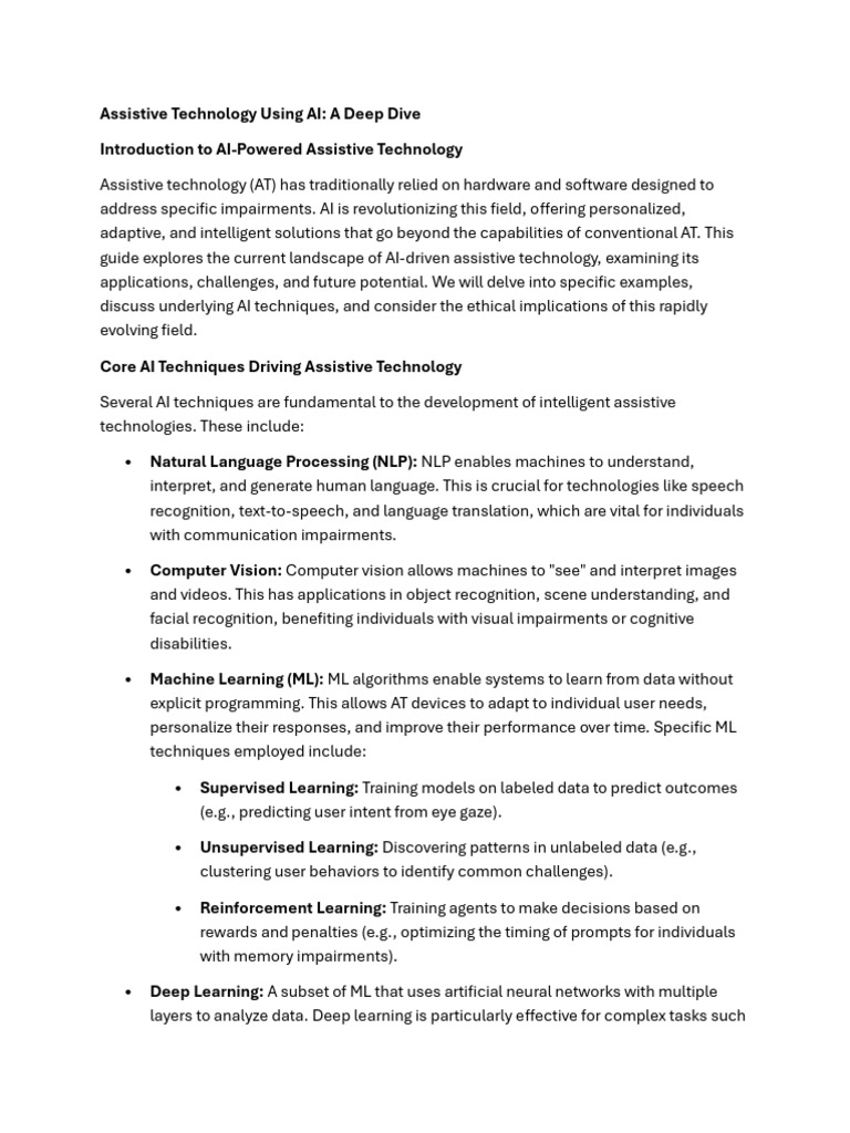 AI Innovations in Assistive Technology | PDF | Artificial Intelligence ...