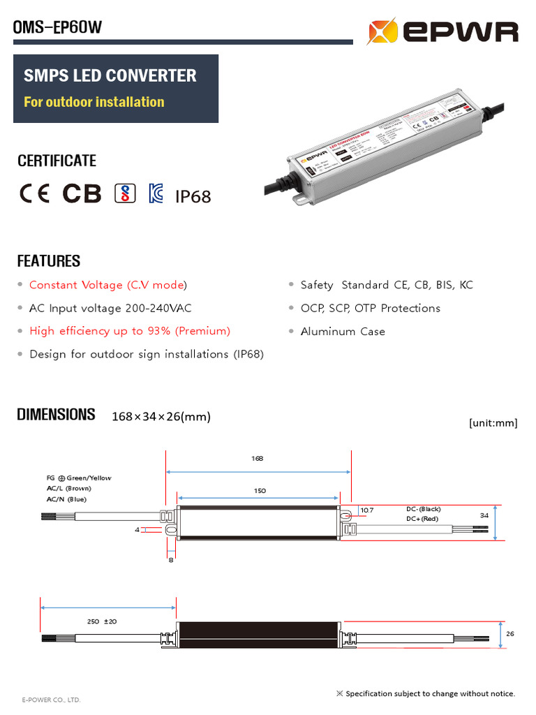 Outdoor LED Power Supply Specifications | PDF | Alternating Current ...