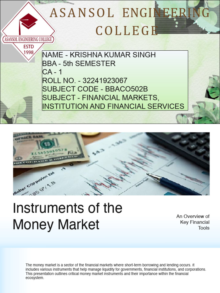 Overview of Money Market Instruments | PDF | Money Market | Certificate ...