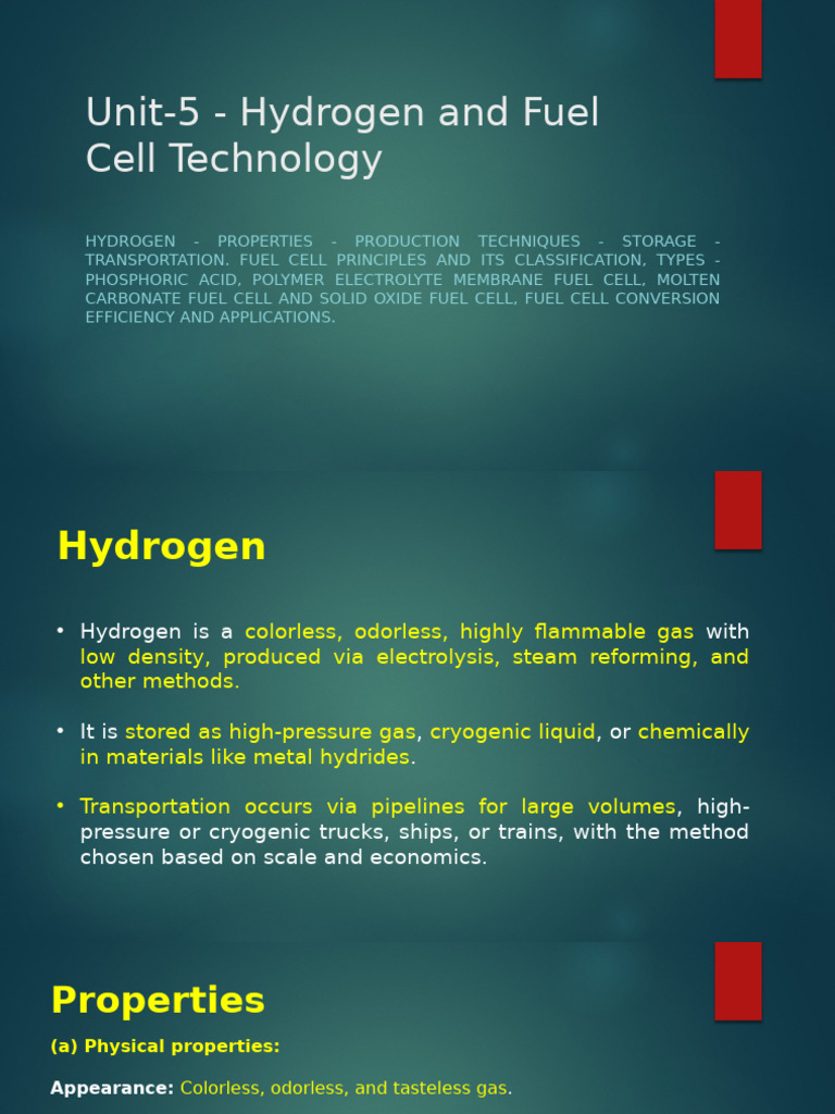 Hydrogen and Fuel Cell Technology Overview | PDF | Fuel Cell | Hydrogen