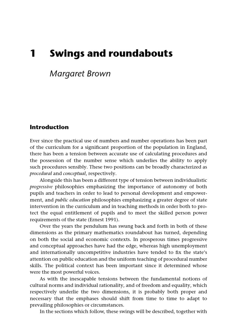 1 Swings and Roundabouts Margaret Brown PDF Curriculum Educational Assessment