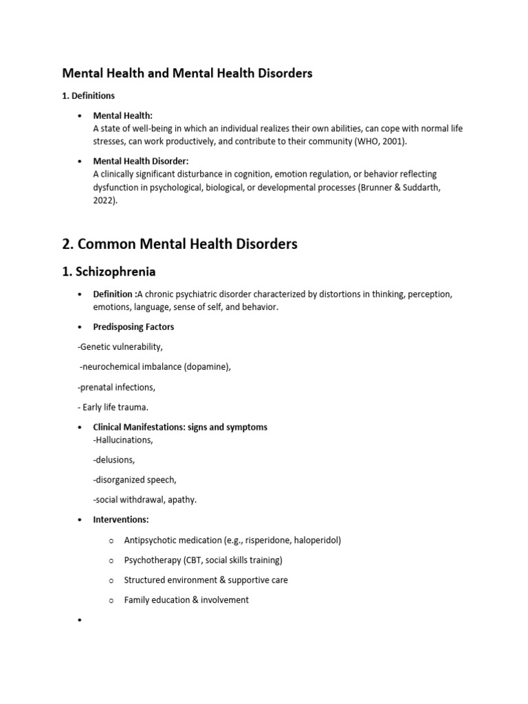 Understanding Mental Health Disorders | PDF | Mental Disorder | Mood ...