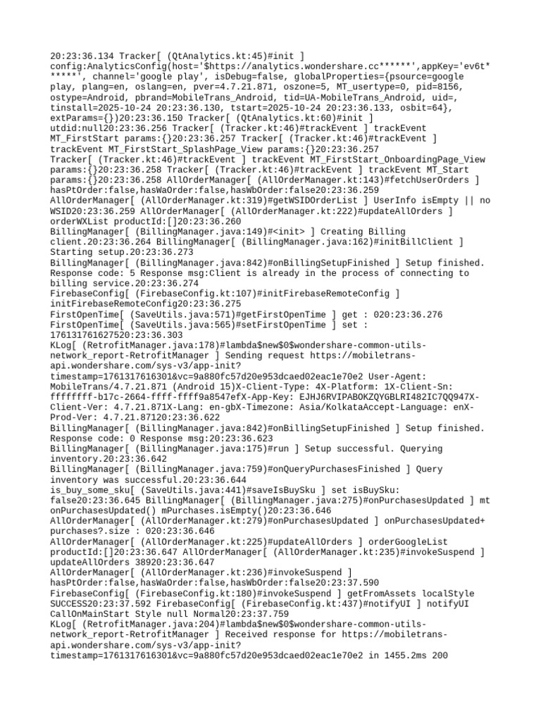 MobileTrans Analytics Log Overview | PDF | Computing | Software