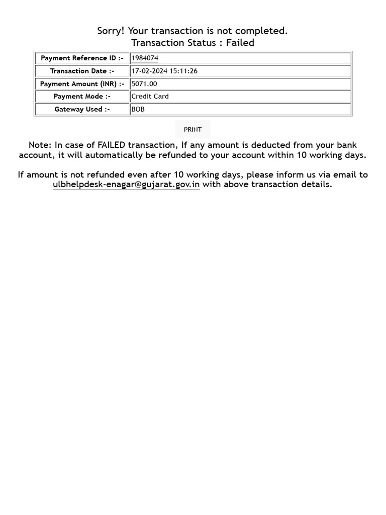 Failed Transaction Notification - Refund Info | PDF
