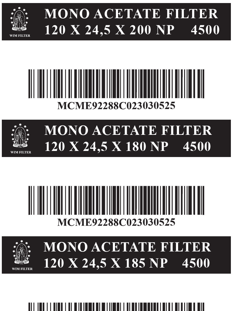 Mono Acetate Filter Specifications | PDF