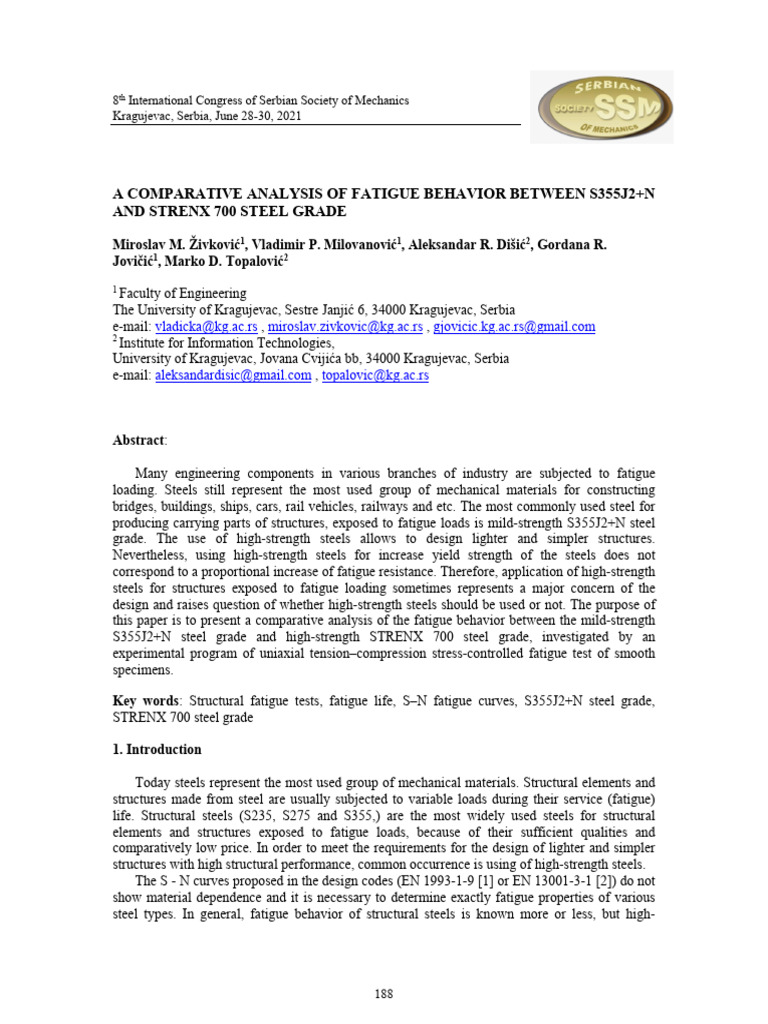Fatigue Behavior of S355J2+N vs STRENX 700 | PDF | Fatigue (Material ...