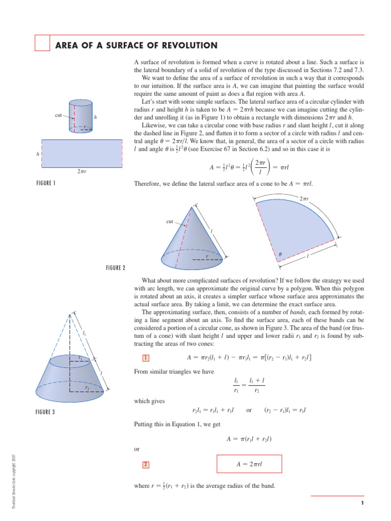 Surface Area of Revolution Explained | PDF | Area | Sphere