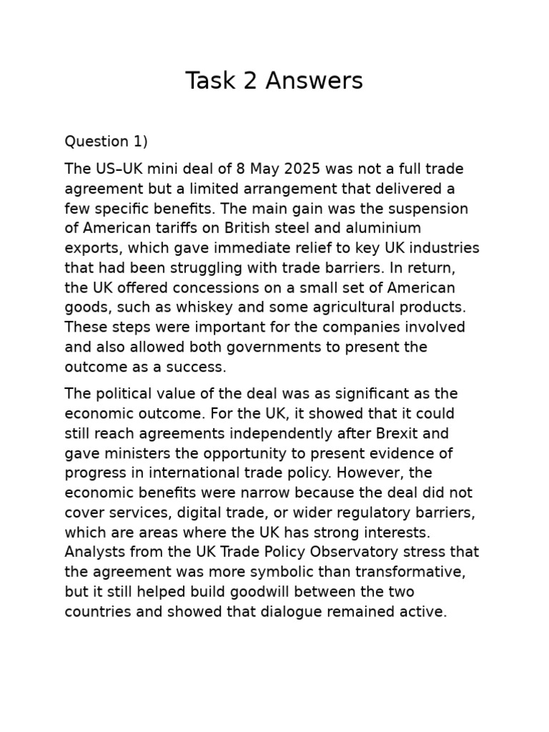 US-UK Mini Trade Deal Analysis 2025 | PDF