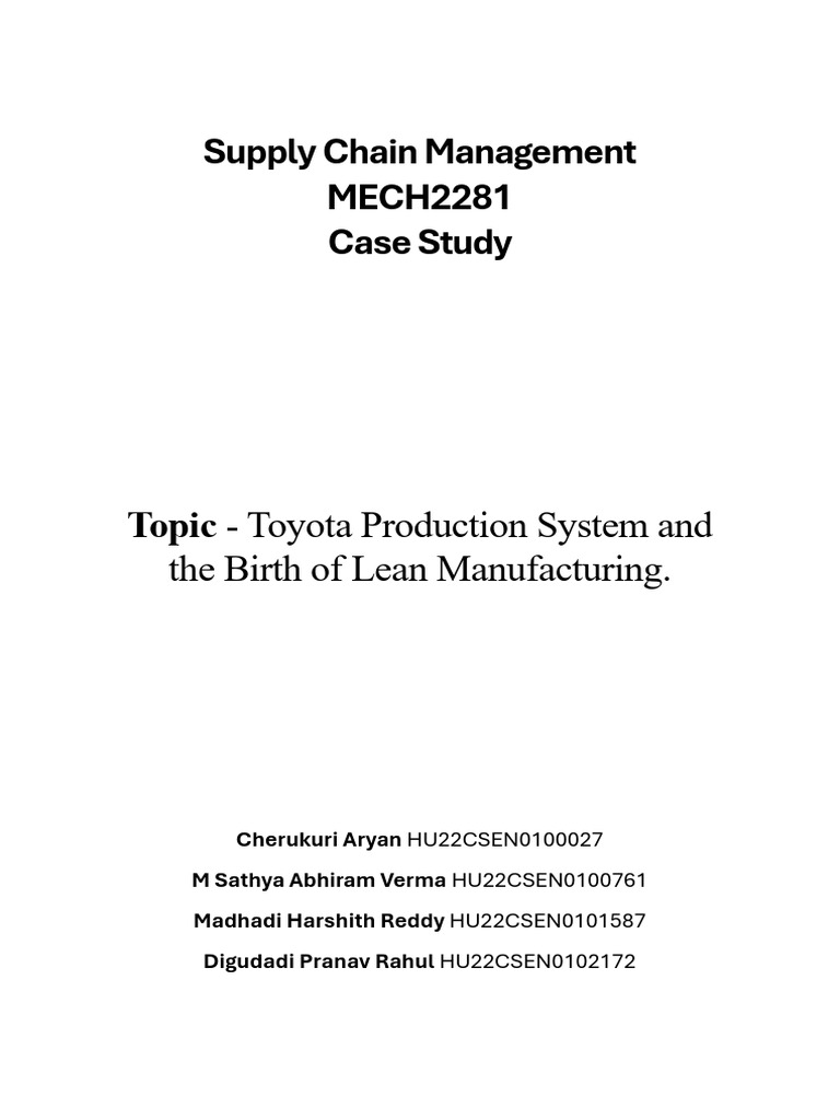 Toyota Production System Case Study | PDF | Lean Manufacturing | Economies