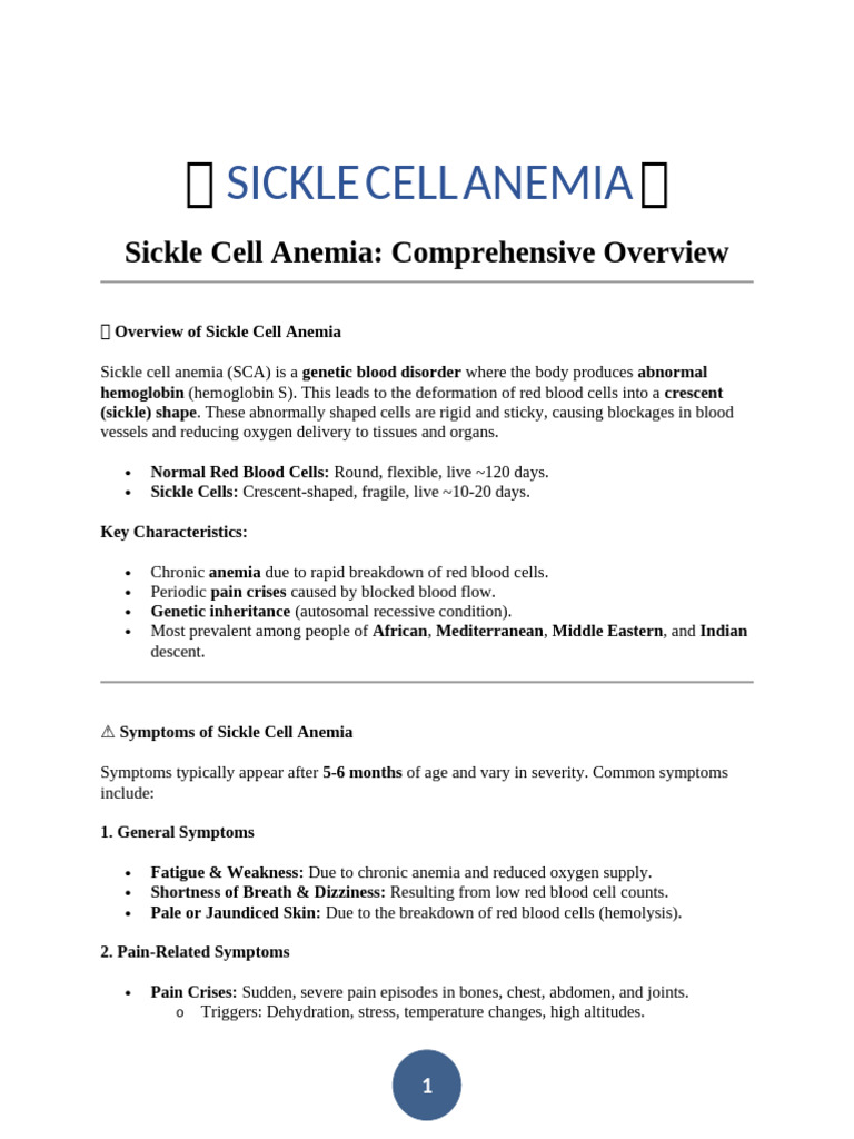 ? Sickle Cell Anemia ? | PDF | Anemia | Medicine