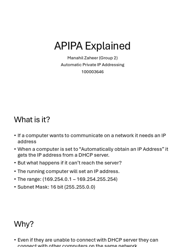 Understanding APIPA IP Addressing | PDF