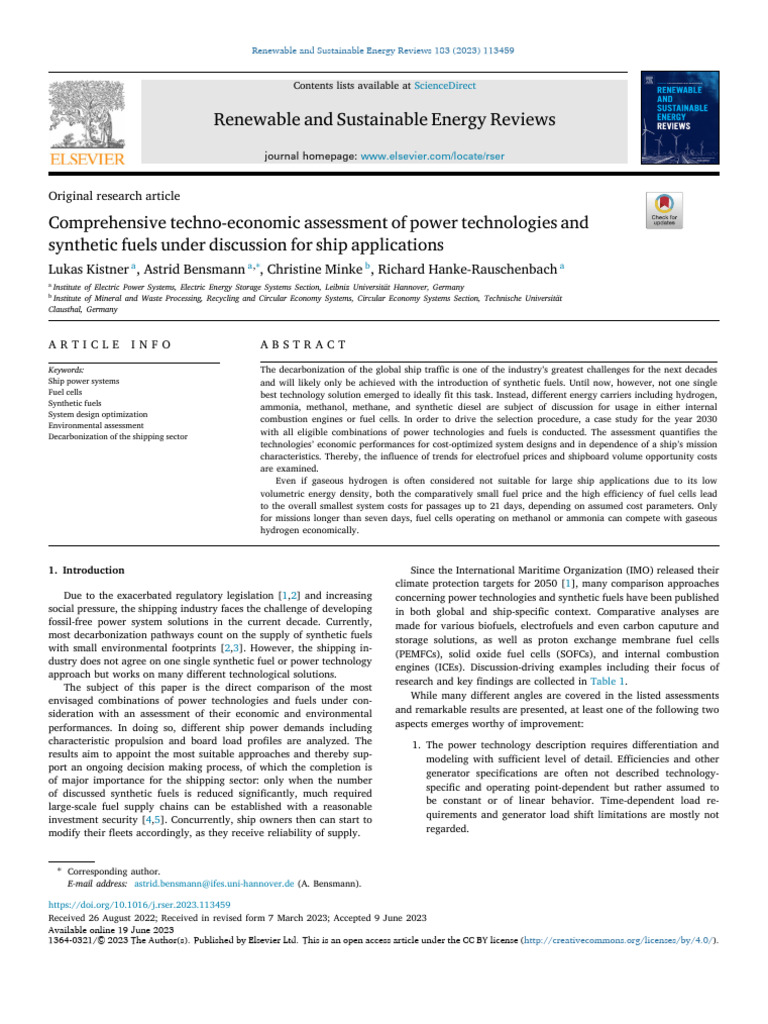 Comprehensive Techno Economic Assessment of Power Tec - 2023 ...