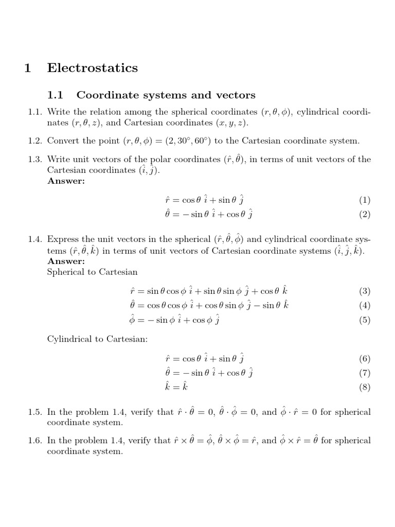EP1 D1 Tutorial 2 | PDF | Magnetic Field | Coordinate System