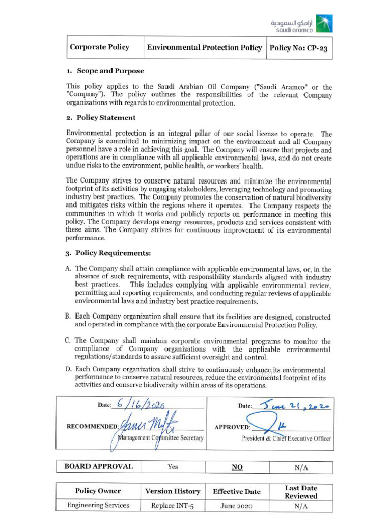 CP 23 - Environmental Protection Policy | PDF