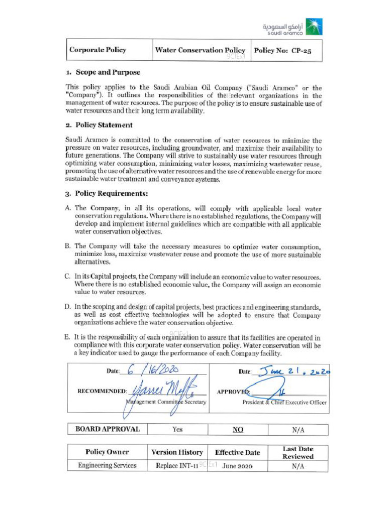 CP 25 - Water Conservation Policy | PDF