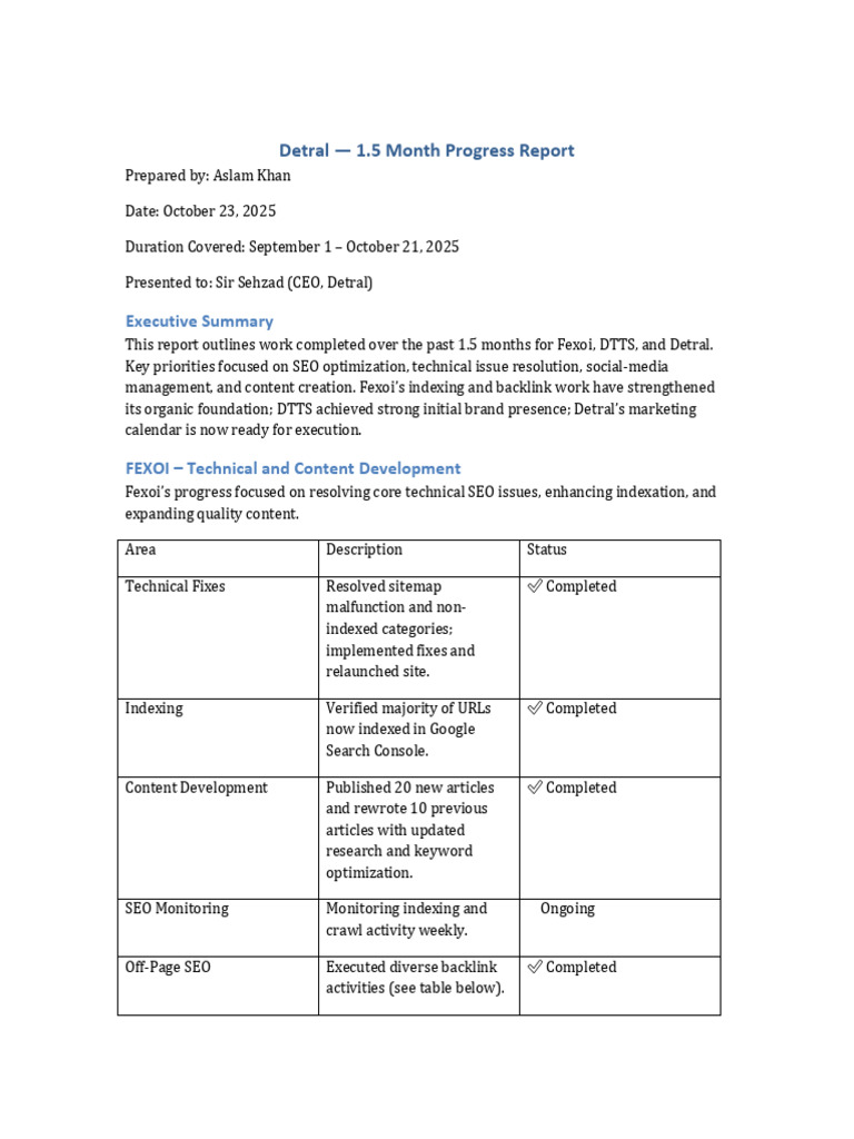 Detral 1.5 Month Report AslamKhan Final | PDF | Search Engine ...
