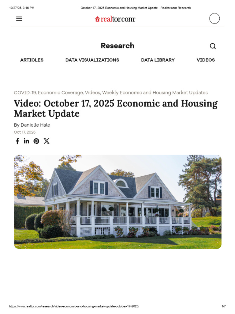 October 17, 2025 Economic and Housing Market Update - Realtor - Com ...
