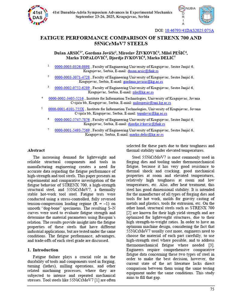 Fatigue Performance of STRENX 700 vs 55NiCrMoV7 | PDF | Fatigue ...