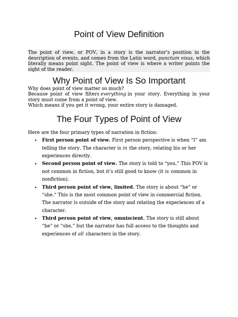 Understanding Narrative Point of View | PDF | Narration | Style (Fiction)