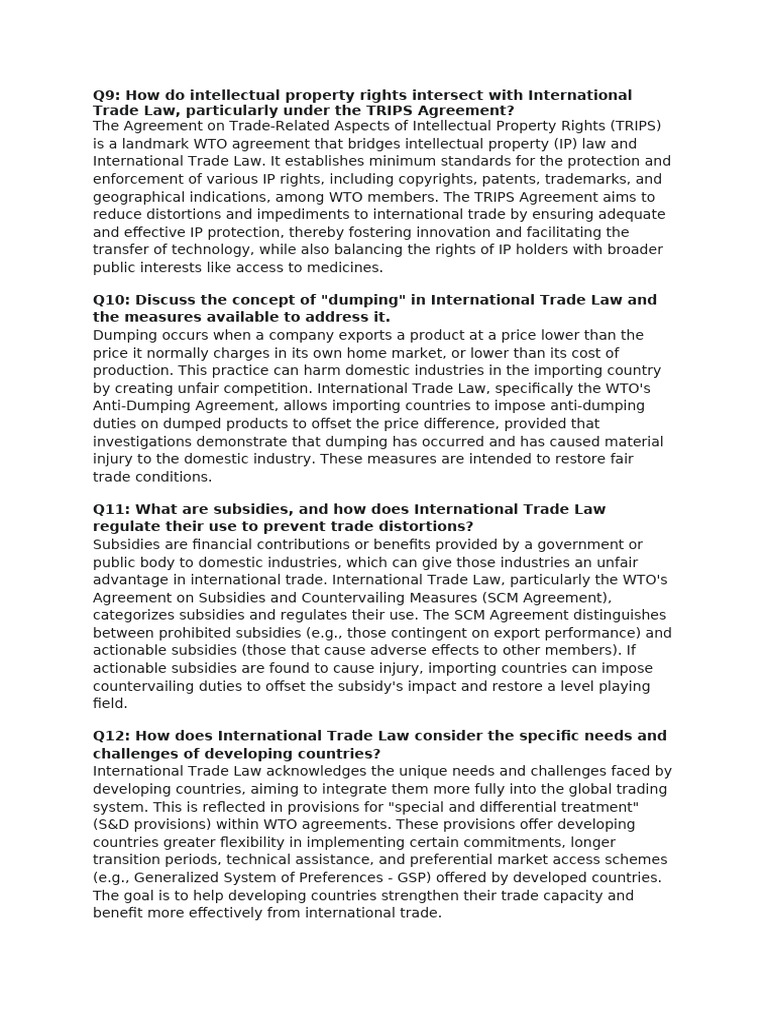 International Trade Law: Key Concepts Explained | PDF | Dumping ...