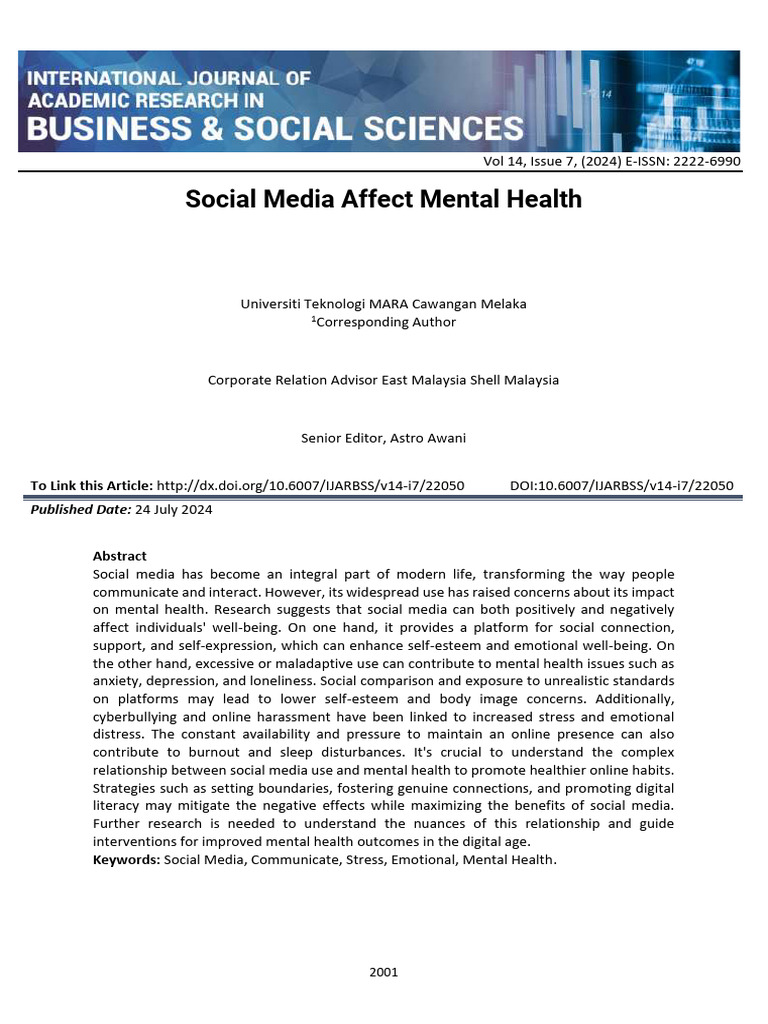 Social Media's Impact on Mental Health | PDF | Mental Health | Social Media