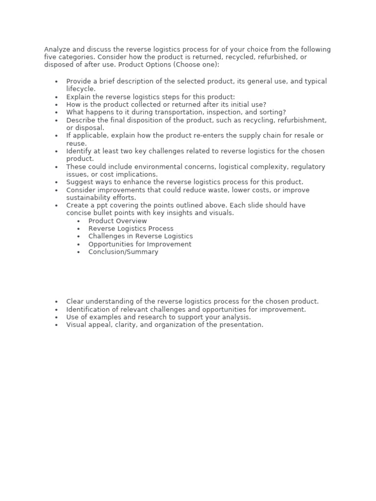 Reverse Logistics Analysis for Product | PDF