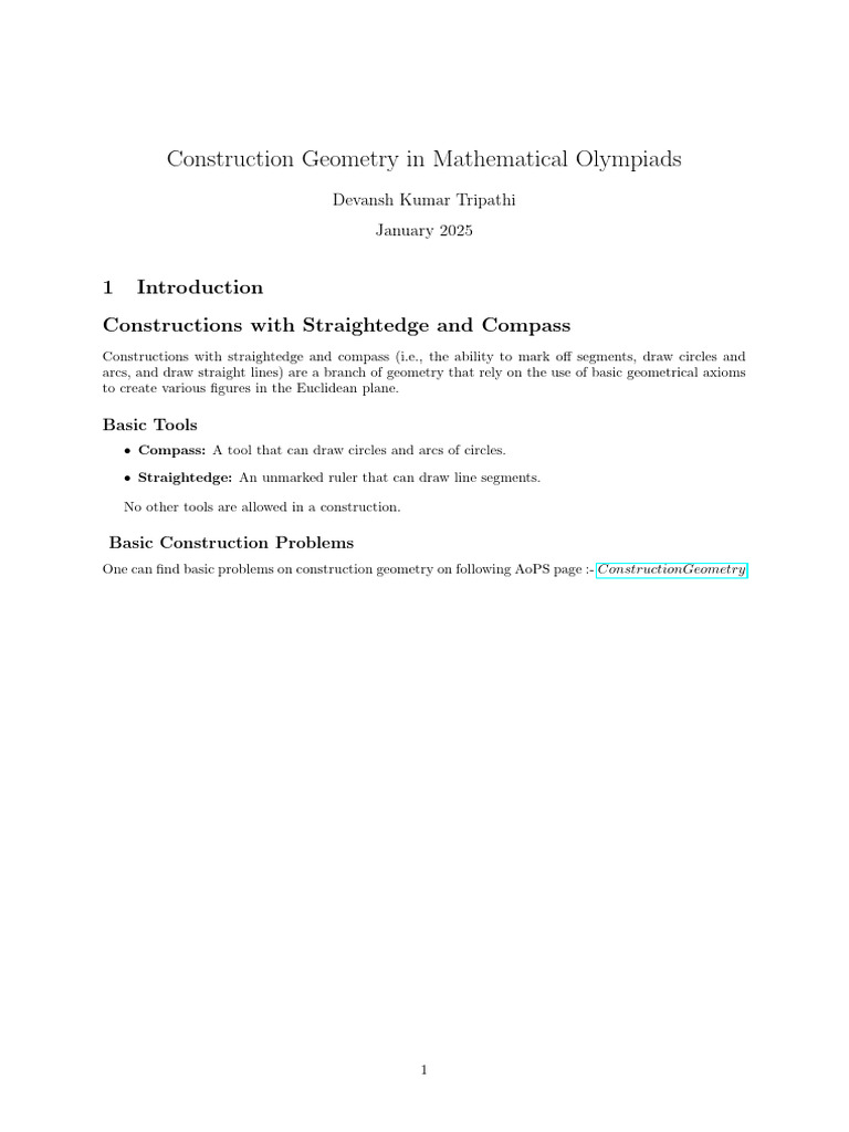 Construction Geometry for Olympiad Problems | PDF | Circle | Triangle