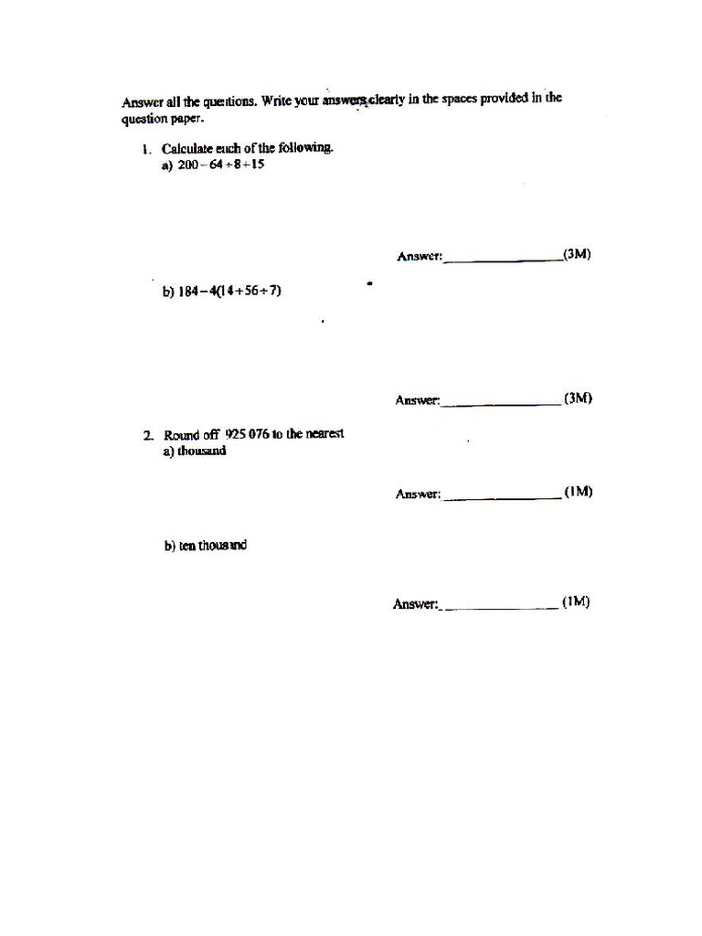 Soalan Maths Test 1 | PDF