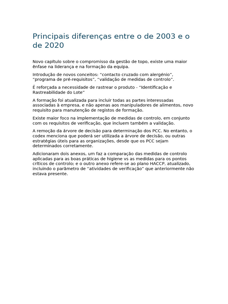 Principais Diferenças Entre o de 2003 e o de 2020 | PDF
