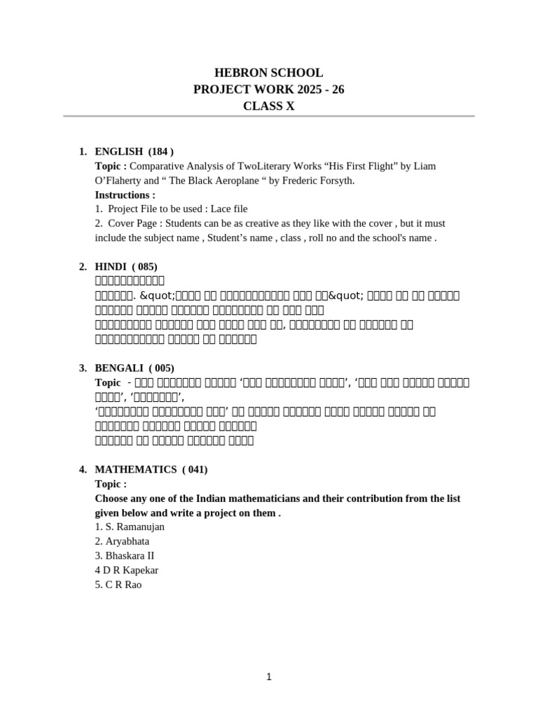 Class 10 Project Guidelines 2025 | PDF | Track And Field