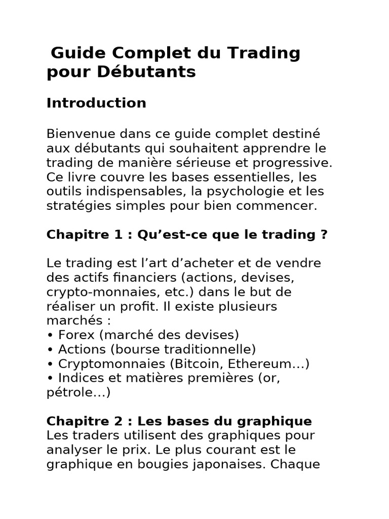 Guide Complet Du Trading Pour Débutants | PDF | Opérateur de marché |  Marché (Économie)