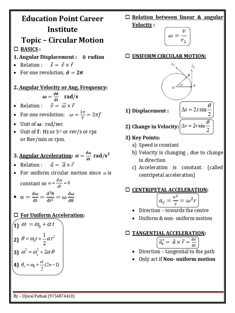 5.2 Circular Motion Notes | PDF | Acceleration | Mechanics