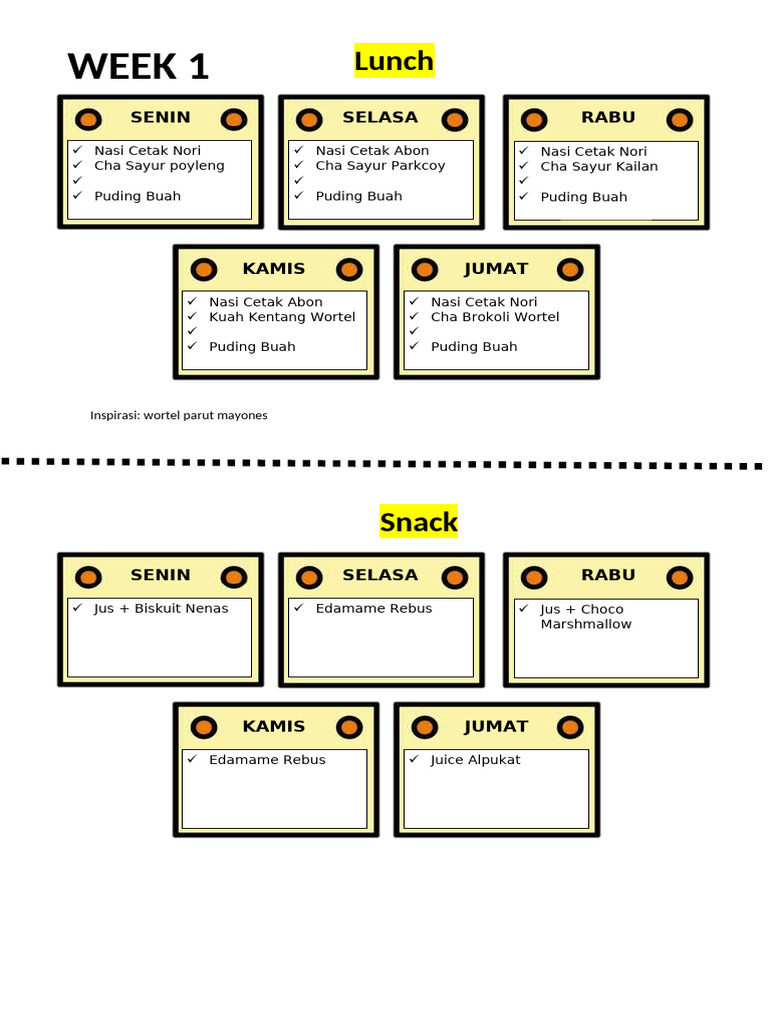 Menu Bento Week 1-4 | PDF
