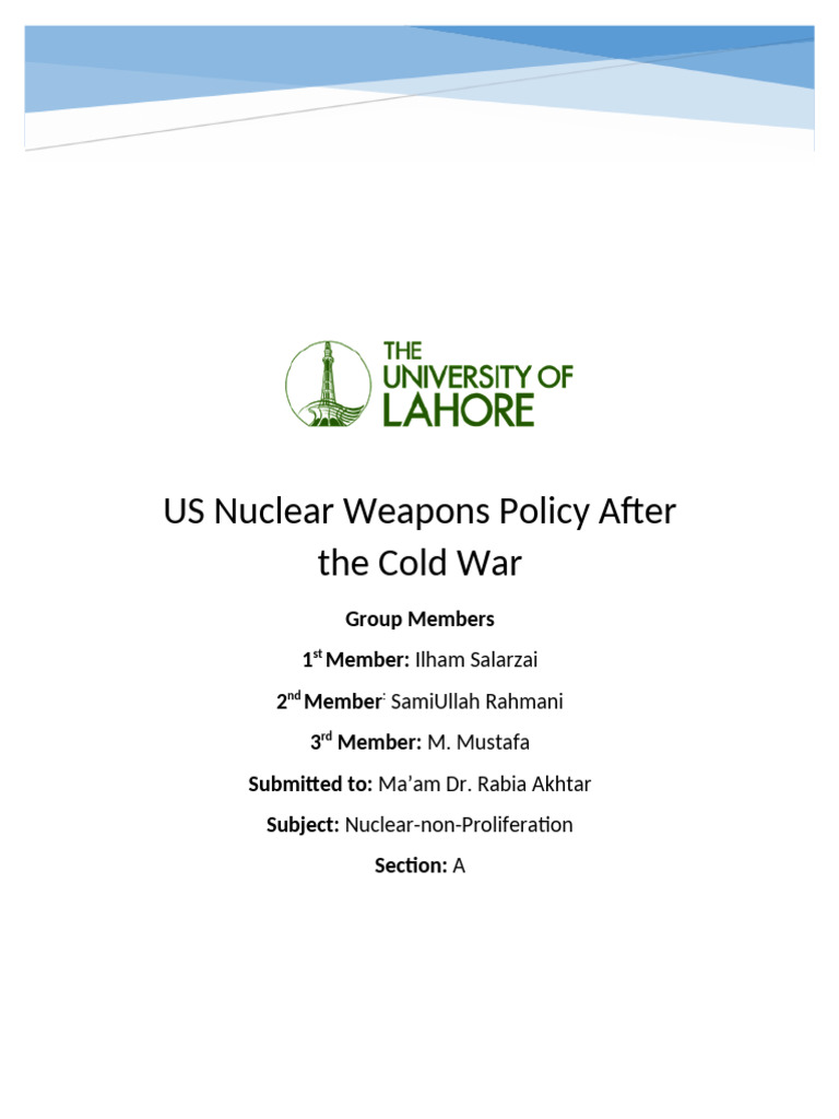 US Nuclear Weapons Policy Overview | PDF | Nuclear Weapons | Cold War