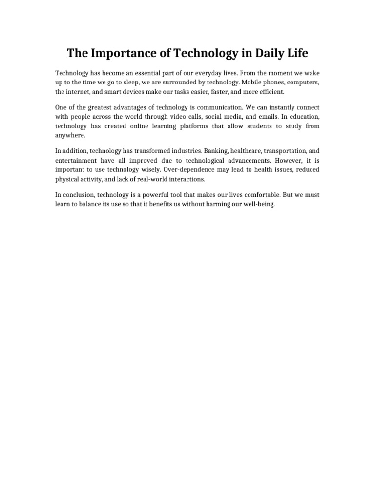 The Role of Technology in Daily Life | PDF